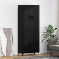 Hoge kast met lade 2 pcs Zwart Eiken Bewerkt hout