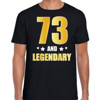 73 and legendary verjaardag cadeau t-shirt - zwart - gouden letters - heren - 73 jaar geworden