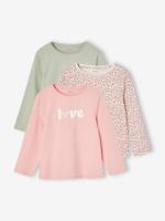 Set van 3 BASICS meisjesshirts met lange mouwen saliegroen