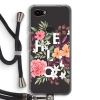 Hello in flowers: Pixel 3a Transparant Hoesje met koord
