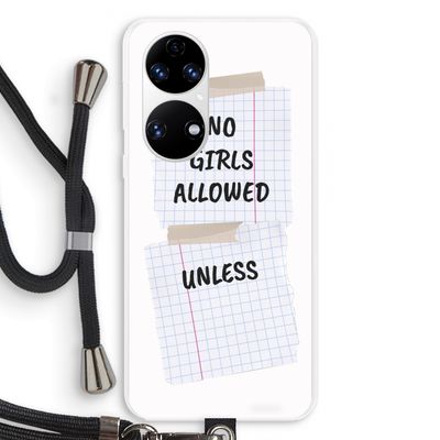 No Girls Allowed Unless: Huawei P50 Transparant Hoesje met koord