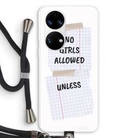 No Girls Allowed Unless: Huawei P50 Transparant Hoesje met koord