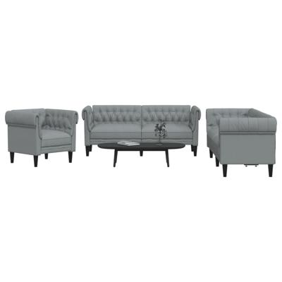 3-delige Loungeset stof lichtgrijs