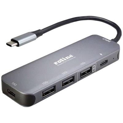 ROLINE USB 3.2 Gen 2 Hub, 4-voudig, Type-C aansluitkabel