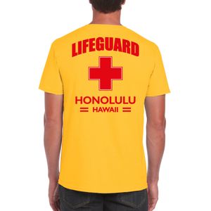 Reddingsbrigade / lifeguard Honolulu Hawaii t-shirt geel / achter bedrukking heren 2XL  -