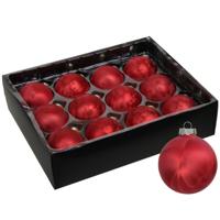 Luxe kerstballen - 12x stuks - 6 cm - rood - glas - ice finish - kerstversiering