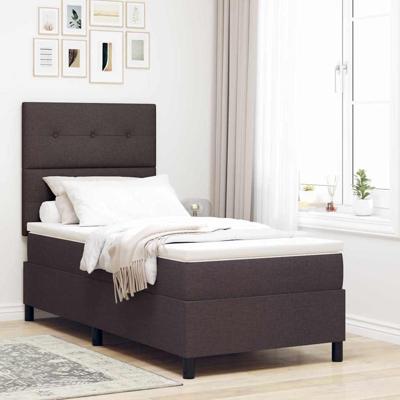Boxspring Bed met Matras en LED - Donkerbruin, 100 x 200 cm, Stof
