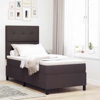 Boxspring Bed met Matras en LED - Donkerbruin, 100 x 200 cm, Stof