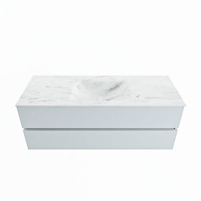MONDIAZ VICA-DLUX 130cm badmeubel onderkast Clay 2 lades. Inbouw wastafel CLOUD midden zonder kraangat, kleur Opalo.