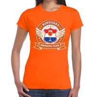 Oranje Kingsday drinking team t-shirt dames