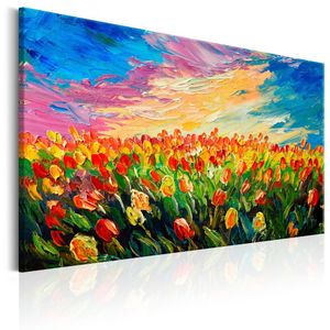 Schilderij - Zee van Tulpen