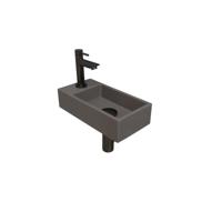 INK - Fonteinpack Quartz Links incl. Fonteinkraan - Design Sifon - Design Plug en Montageset - 360x180x90 Mm - Beton/Zwart