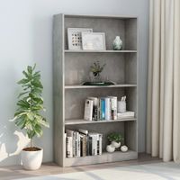 Boekenkast met 4 schappen 80x24x142 cm bewerkt hout betongrijs