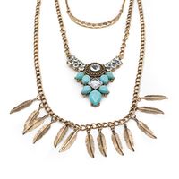 Bohemian Ketting met Blauwe Stenen en Veren