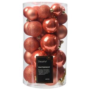 Decoris kerstballen - 60x stuks - 4, 5 en 6 cm - pompoen oranje - kunststof