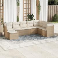8-delige Loungeset met kussens poly rattan beige