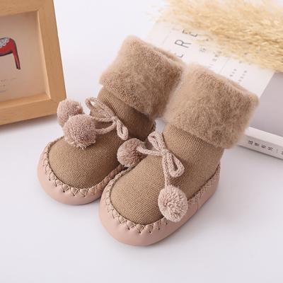 Winter baby warmer vloer sokken anti-slip baby stap sokken grootte: 11cm (koffie)