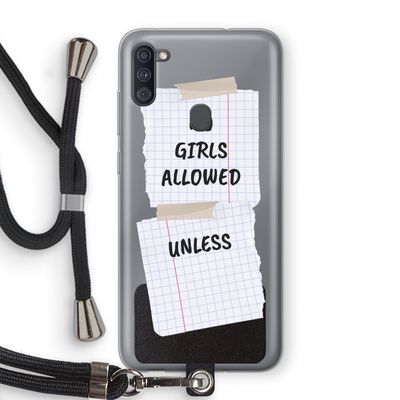 No Girls Allowed Unless: Samsung Galaxy A11 Transparant Hoesje met koord