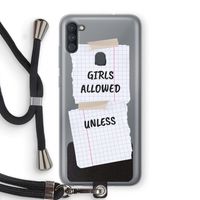 No Girls Allowed Unless: Samsung Galaxy A11 Transparant Hoesje met koord