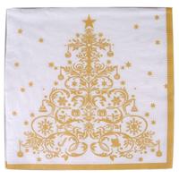 Gerimport Kerstservetten - 20x - gouden print - 33 x 33 cm - 3 laags Gerimport Kerstservetten - 20x - gouden print - 33 x 33 cm - 3 laags