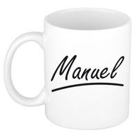 Naam cadeau mok / beker Manuel met sierlijke letters 300 ml - thumbnail