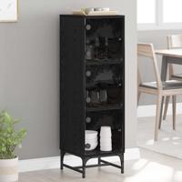 Highboard Zwart eiken 35 x 37 x 117 cm Bewerkt hout