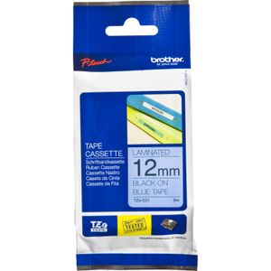 Brother Label tapecassette TZE-531 printlint 12 mm, zwart op blauw