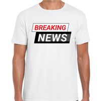 Breaking News t-shirt wit voor heren - thumbnail