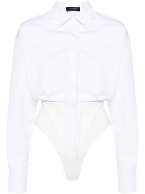 Mugler body en popeline à plis - Blanc