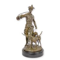 A BRONZE GROUP OF LOUIS XV WITH HOUNDS A BRONZE GROUP OF LOUIS XV WITH HOUNDS