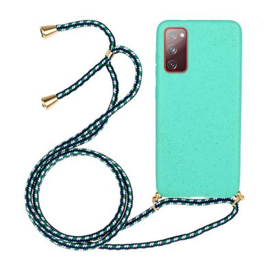 Lunso - Backcover hoes met koord - Samsung Galaxy S20 FE - Cyaan