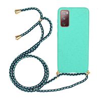 Lunso - Backcover hoes met koord - Samsung Galaxy S20 FE - Cyaan