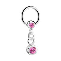 Jeweled Ball Closure Ring met bedel Chirurgisch staal 316L / Belegde messing Piercingringen - thumbnail