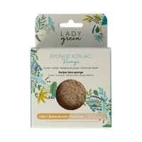 Lady Green Konjac gezichtsspons crushed walnut 1 Stuks