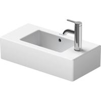 Duravit Vero fontein 50x25cm met kraangat links met overloop Wondergliss wit 07035000091