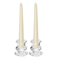 Kaarsen set - 2x kandelaars - glas - 12x dinerkaarsen - creme wit