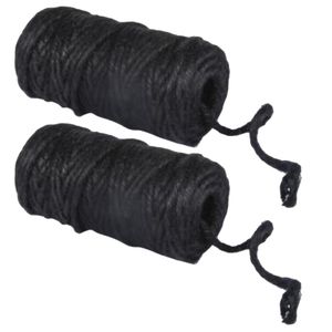 2x stuks jute garen zwart op rol 35 meter x 6 mm