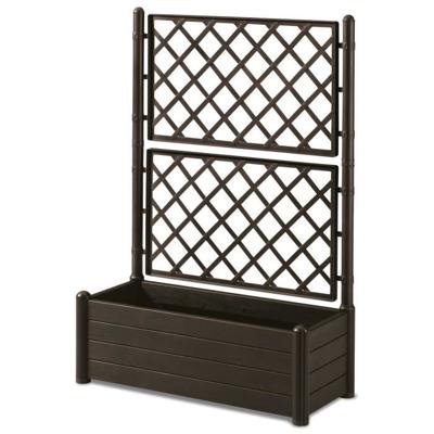 Rechthoekige bloembak met rooster - Houten afwerking - 100 x 43 x H 142 cm - 80 L - Moka
