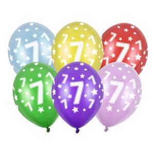 6x stuks Ballonnen 7 jaar thema met sterretjes