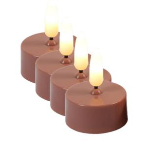 Countryfield LED theelichtjes/waxinelichtjes - 4x st - roze - met timer - warm wit