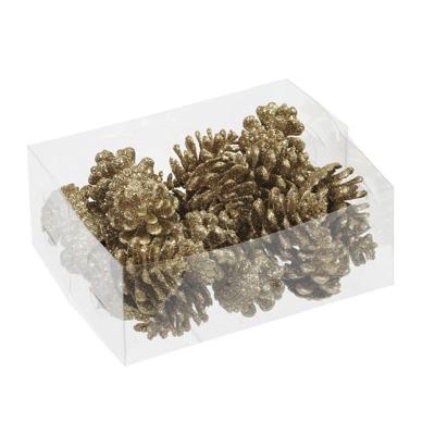 Othmar Decorations Decoratie dennenappels - 24x - glitter goud - 4,5 cm - kerststukje