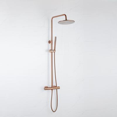 Fortifura Calvi Regendoucheset - thermostatisch - 25cm hoofddouche - staafhanddouche - Geborsteld koper PVD (Koper) SW970040