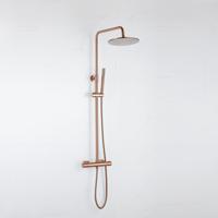 Fortifura Calvi Regendoucheset - thermostatisch - 25cm hoofddouche - staafhanddouche - Geborsteld koper PVD (Koper) SW970040