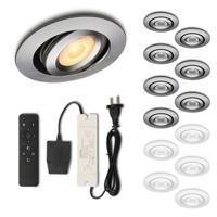 Set LED-inbouwspot met afstandsbediening Piccolo zilver 3W dimbaar 1-12 stuks