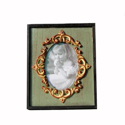 2 PC'S Vintage houten foto frame Home decor bruiloft Desktop muur foto frame (Bllue)