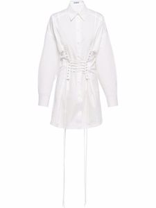 Prada robe-chemise à détail de laçage - Blanc