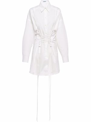 Prada robe-chemise à détail de laçage - Blanc