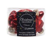12 Glazen sterren 40 mm kerstrood - Decoris