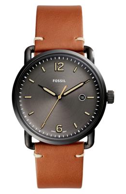 Fossil Heren Commuter Bagage bruin lederen horloge FS5276