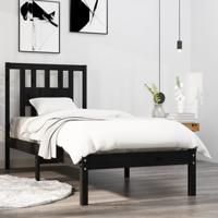 Bedframe massief hout zwart 75x190 cm
